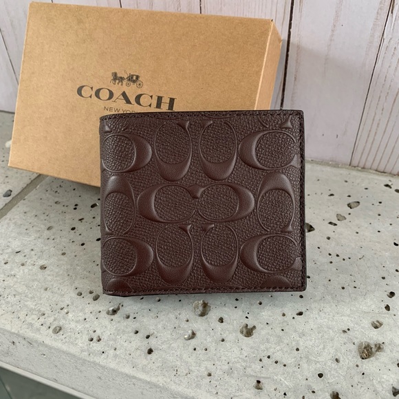 NWT COACH COMPACT ID WALLET CROSSGRAIN LEATHER - Picture 2 of 6